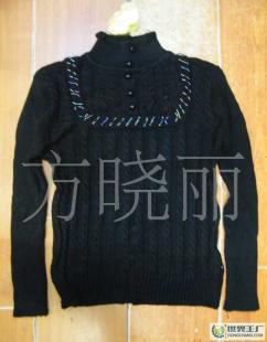 厂价大量批发 韩版高领4扣胸前半圆型手工订珠淑女式短款毛衣——世界工厂网中国产品信息库
